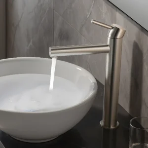 Blossom Brush Nickel Brass Bathroom Vessel Sink Faucet